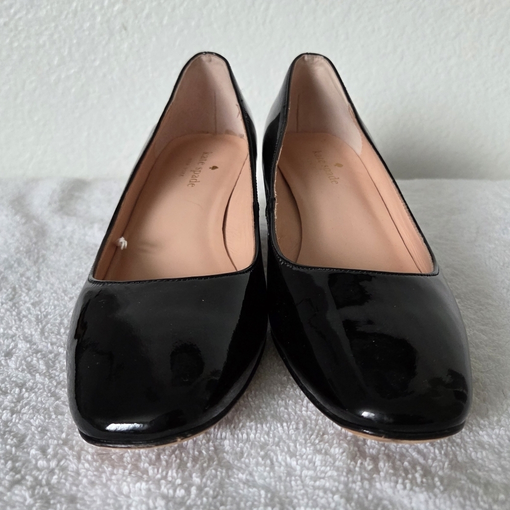 Kate Spade Charlize Glitter Heel Pumps Women's Size 7.5 Patent Leather Black - Picture 4 of 15